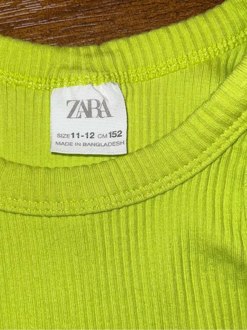 Zara Neon Green & Pink Ribbed Y2K Cropped Tank Top Girls Size 11-12 - Picture 4 of 5